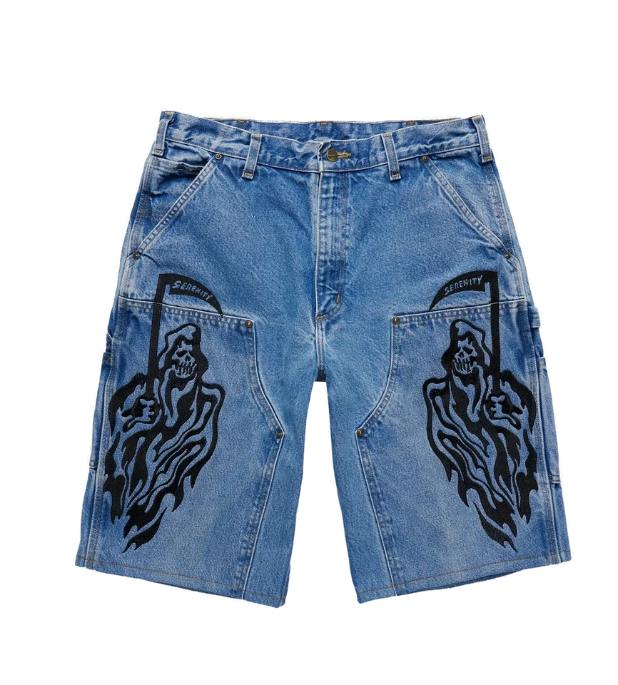 Warren Lotas Serenity Vintage Carhartt Double Knee Shorts – Blue Denim/Black
