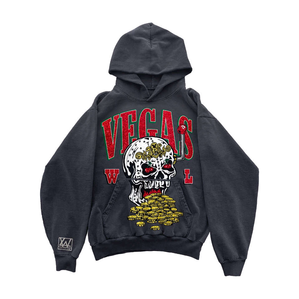 Warren Lotas Skull Slot Bling Bling Hoodie – Vintage Black