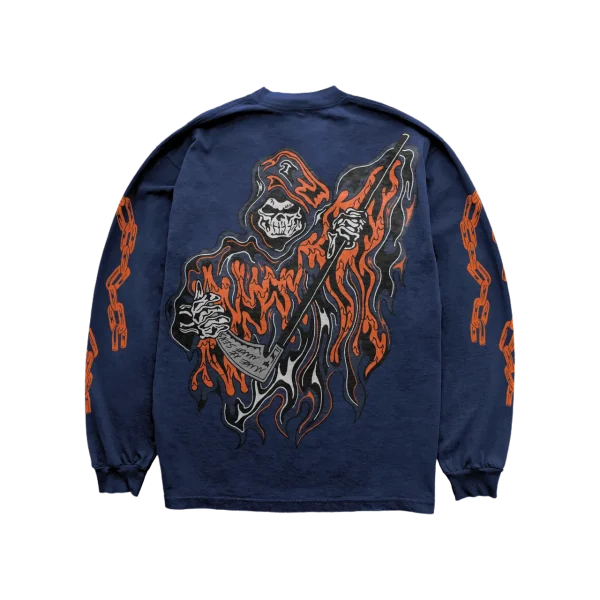 Warren Lotas Chain Reaper Long Sleeve T-Shirt – Navy - Image 2