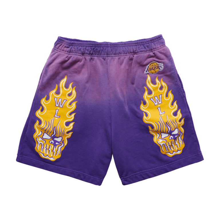 Warren Lotas Los Angeles Lakers Flaming Skull Shorts